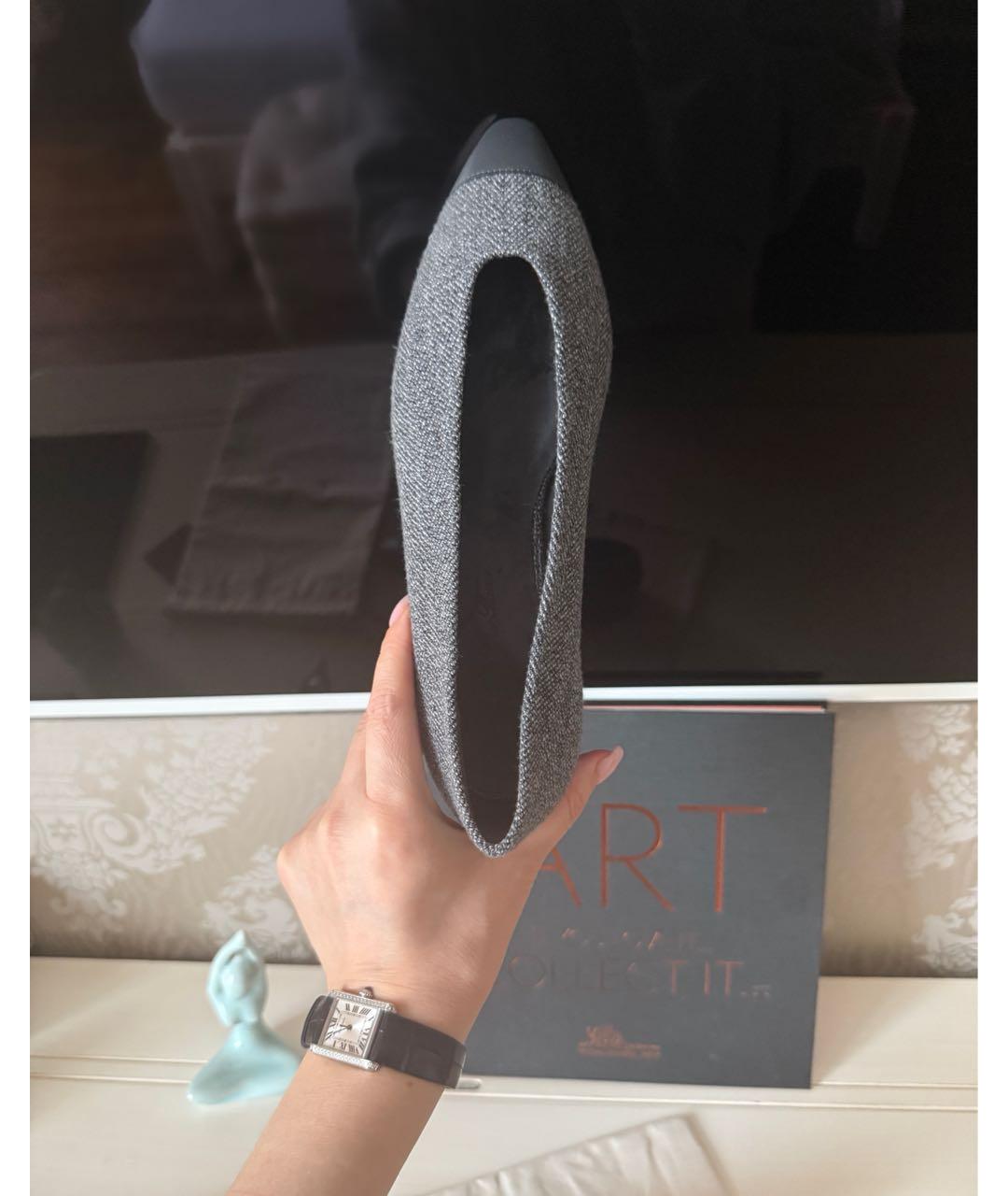 LORO PIANA Антрацитовые замшевые балетки, фото 8