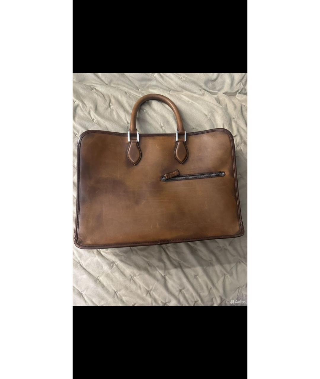 BERLUTI Коричневый кожаный портфель, фото 7