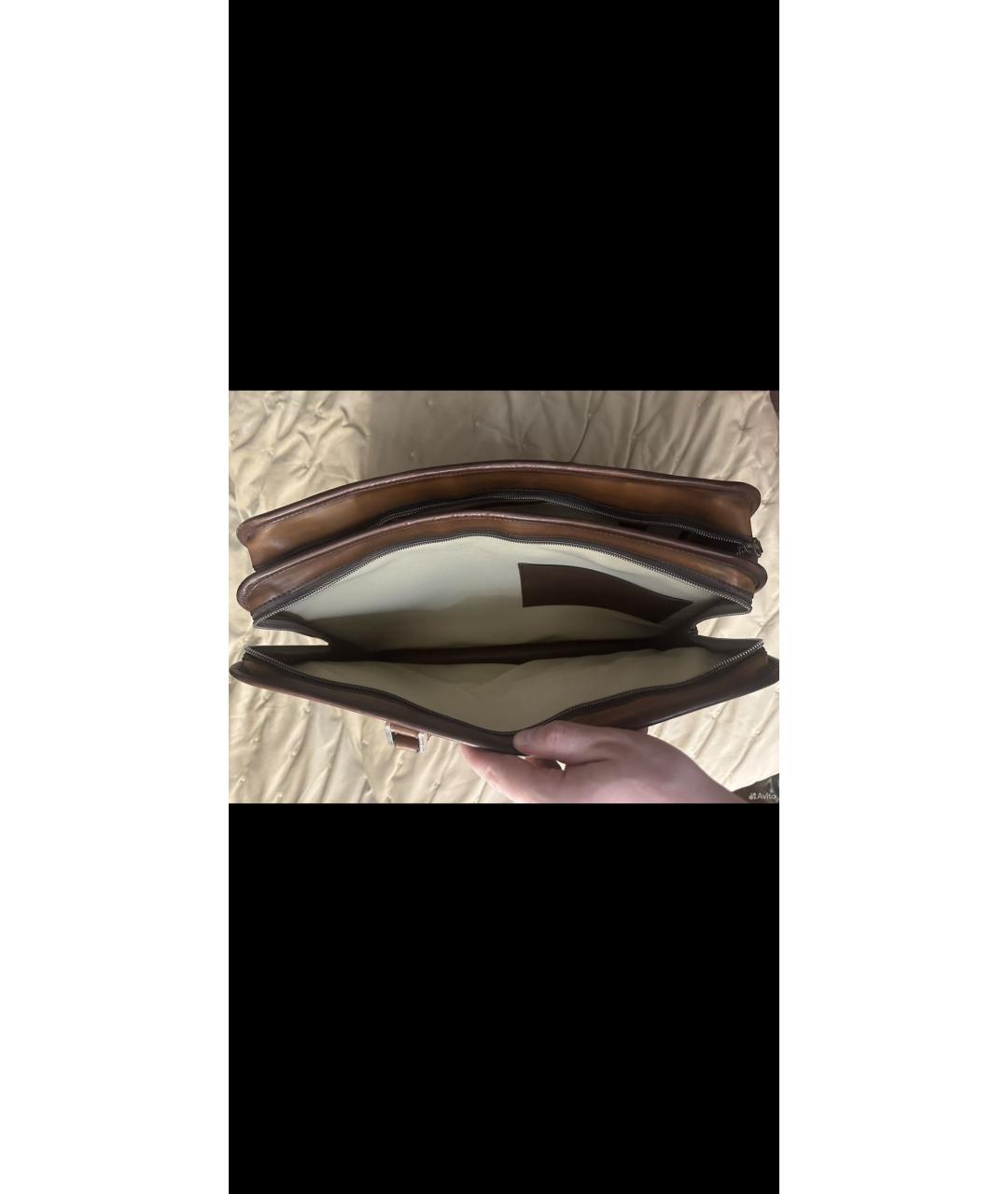 BERLUTI Коричневый кожаный портфель, фото 6