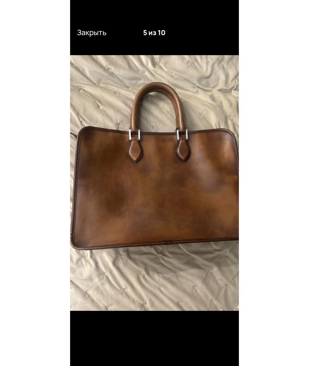 BERLUTI Коричневый кожаный портфель, фото 3