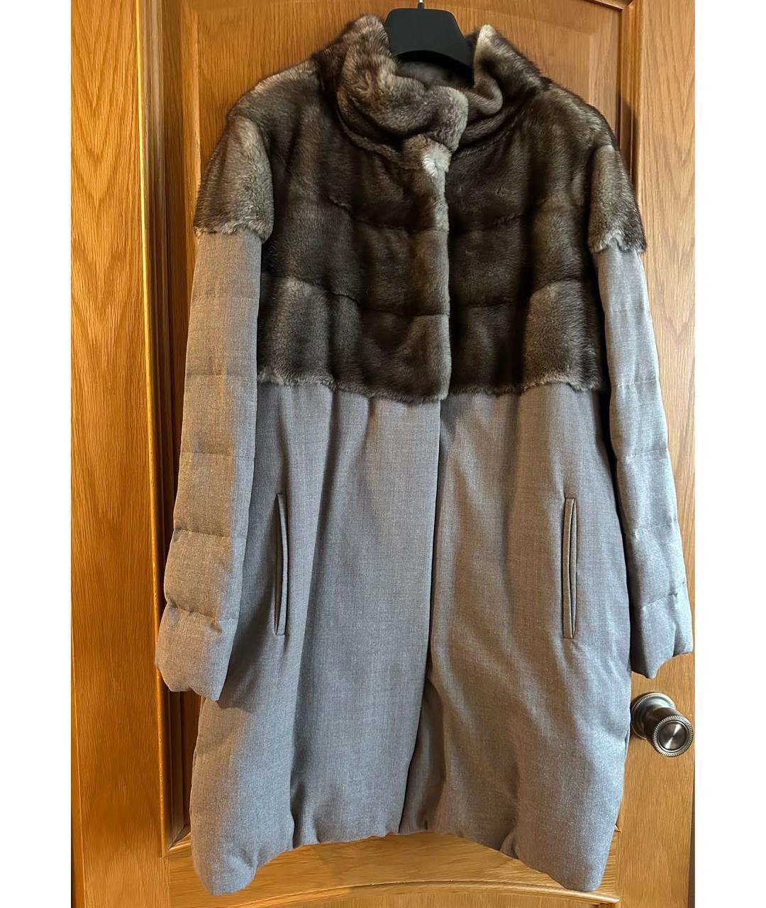 MANZONI 24 Серый меховой пуховик, фото 7