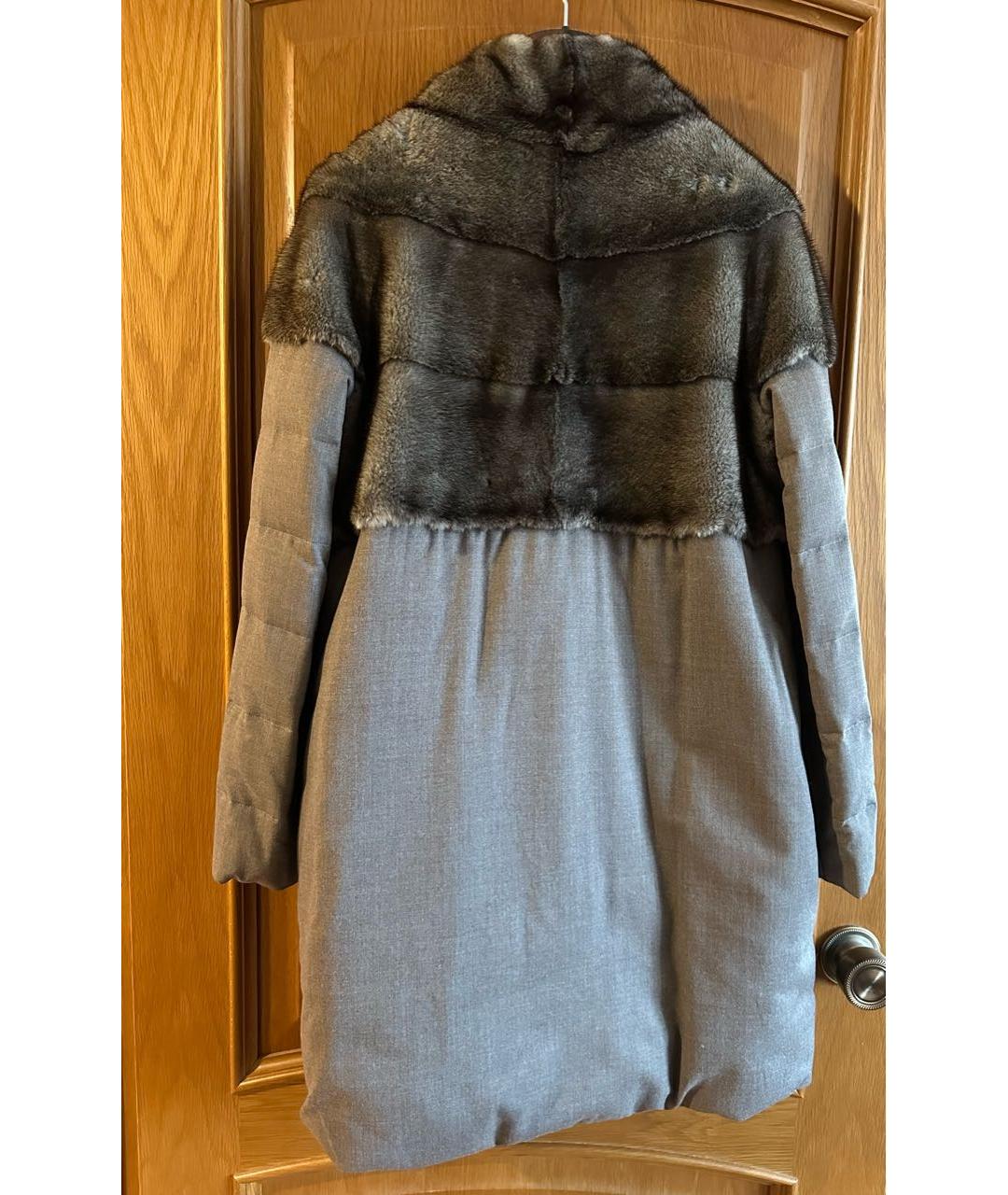 MANZONI 24 Серый меховой пуховик, фото 2