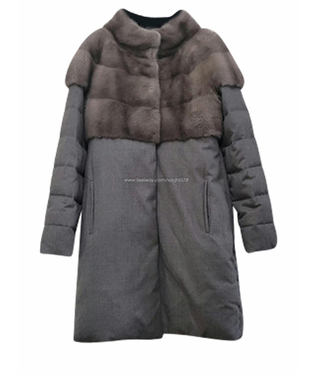MANZONI 24 Серый меховой пуховик, фото 1