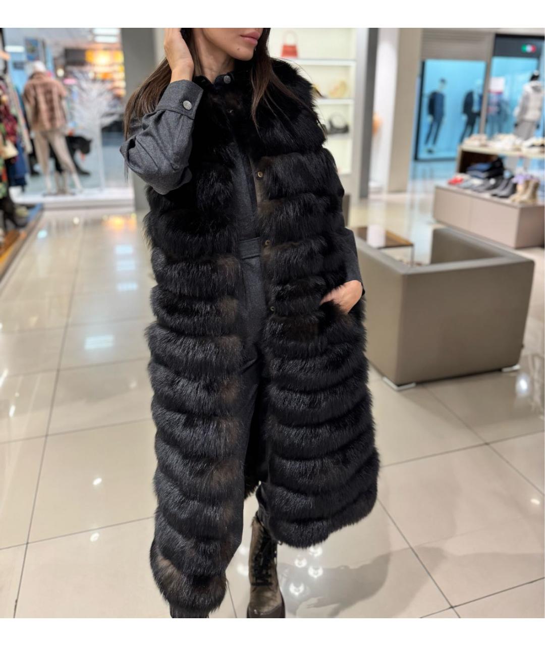 YVES SALOMON Коричневый меховой жилет, фото 6