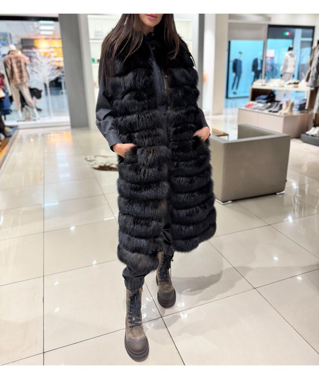 YVES SALOMON Коричневый меховой жилет, фото 5