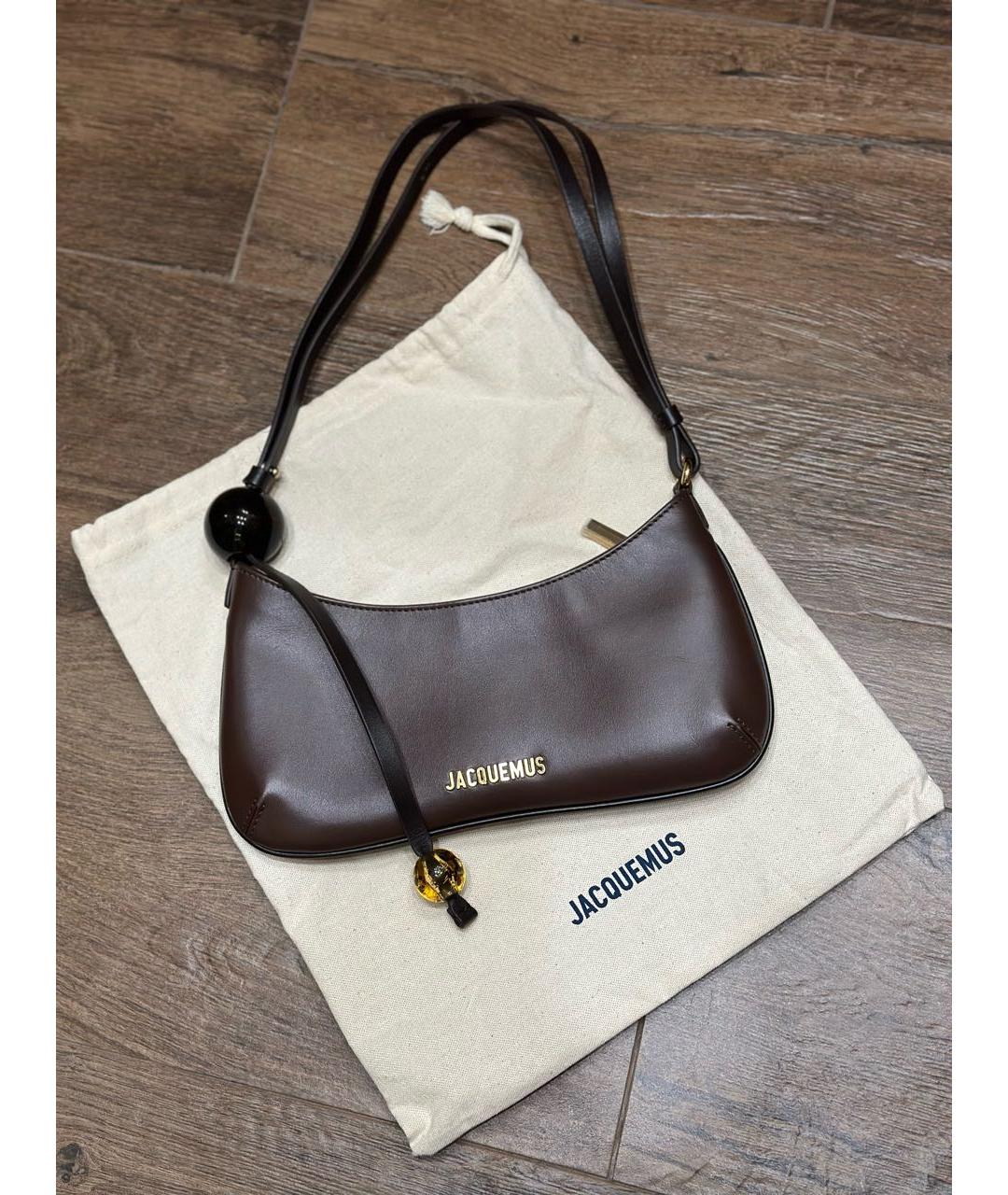 JACQUEMUS Коричневая кожаная сумка через плечо, фото 2