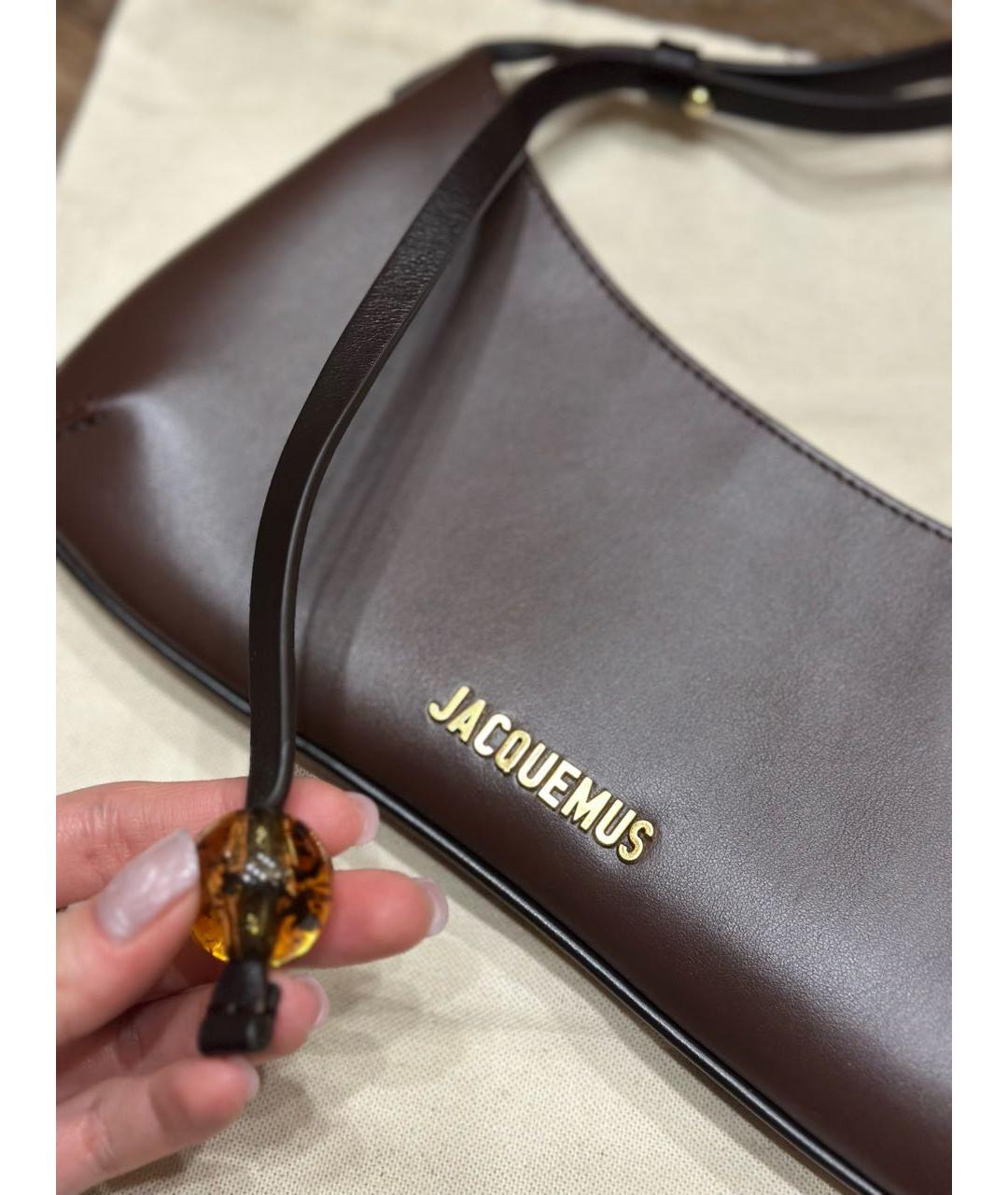 JACQUEMUS Коричневая кожаная сумка через плечо, фото 6