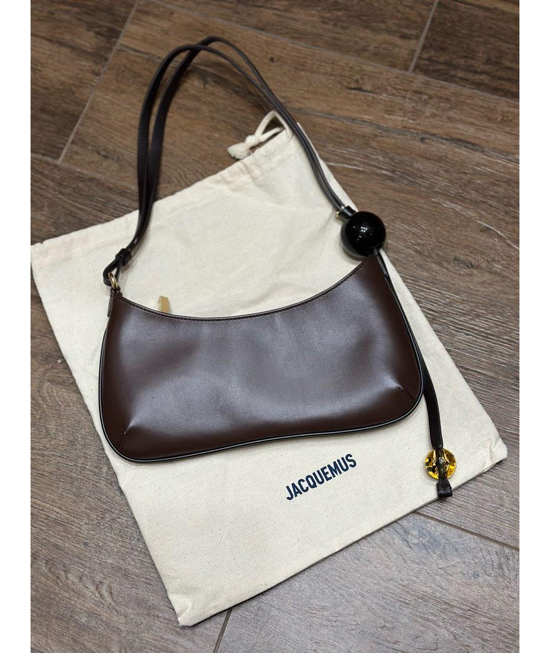 JACQUEMUS Коричневая кожаная сумка через плечо, фото 3