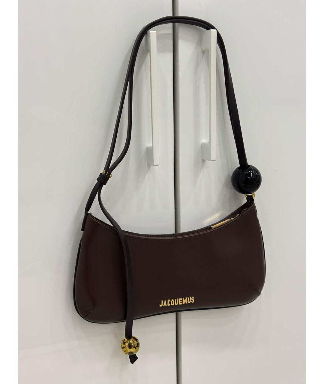 JACQUEMUS Коричневая кожаная сумка через плечо, фото 5