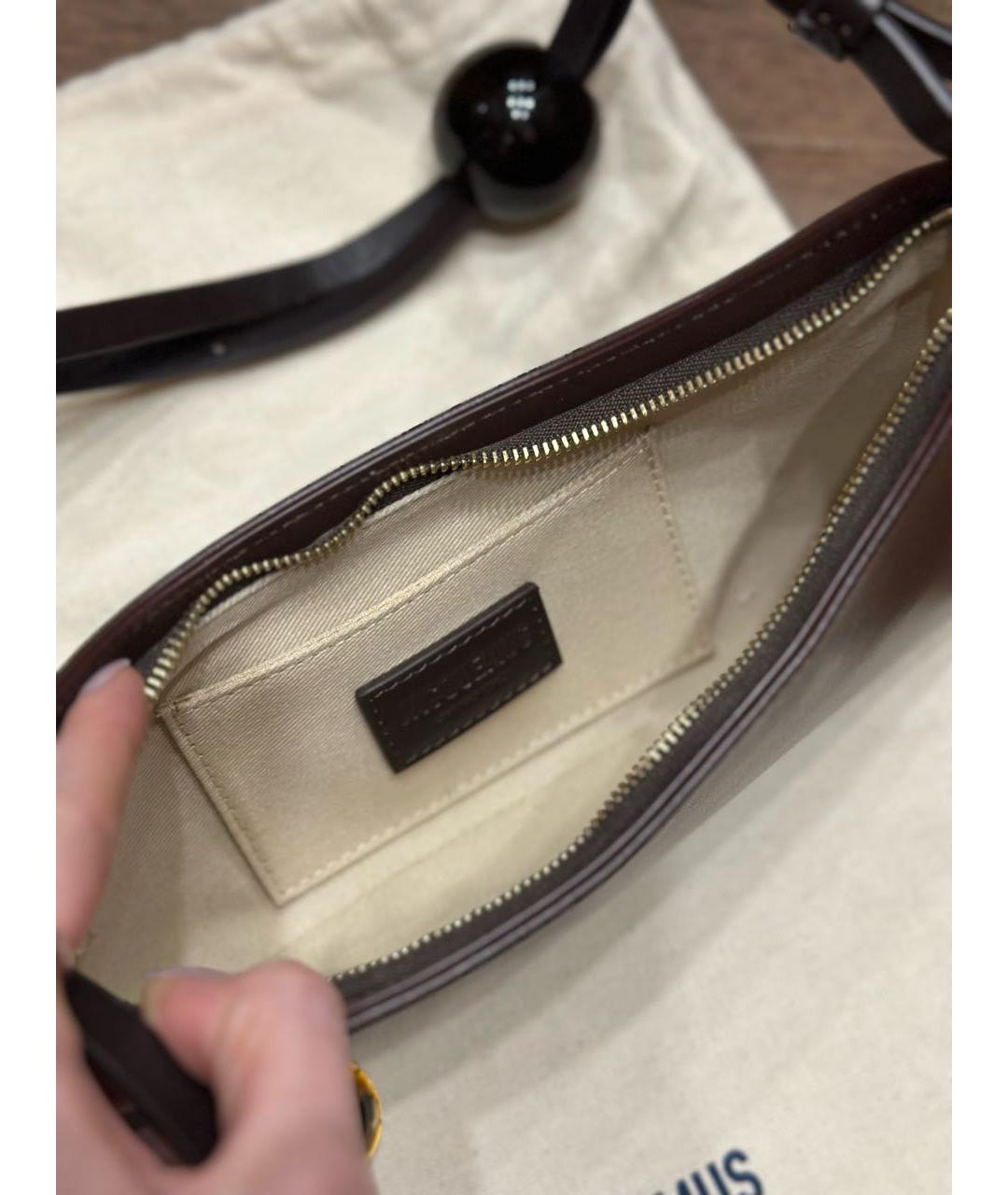 JACQUEMUS Коричневая кожаная сумка через плечо, фото 4