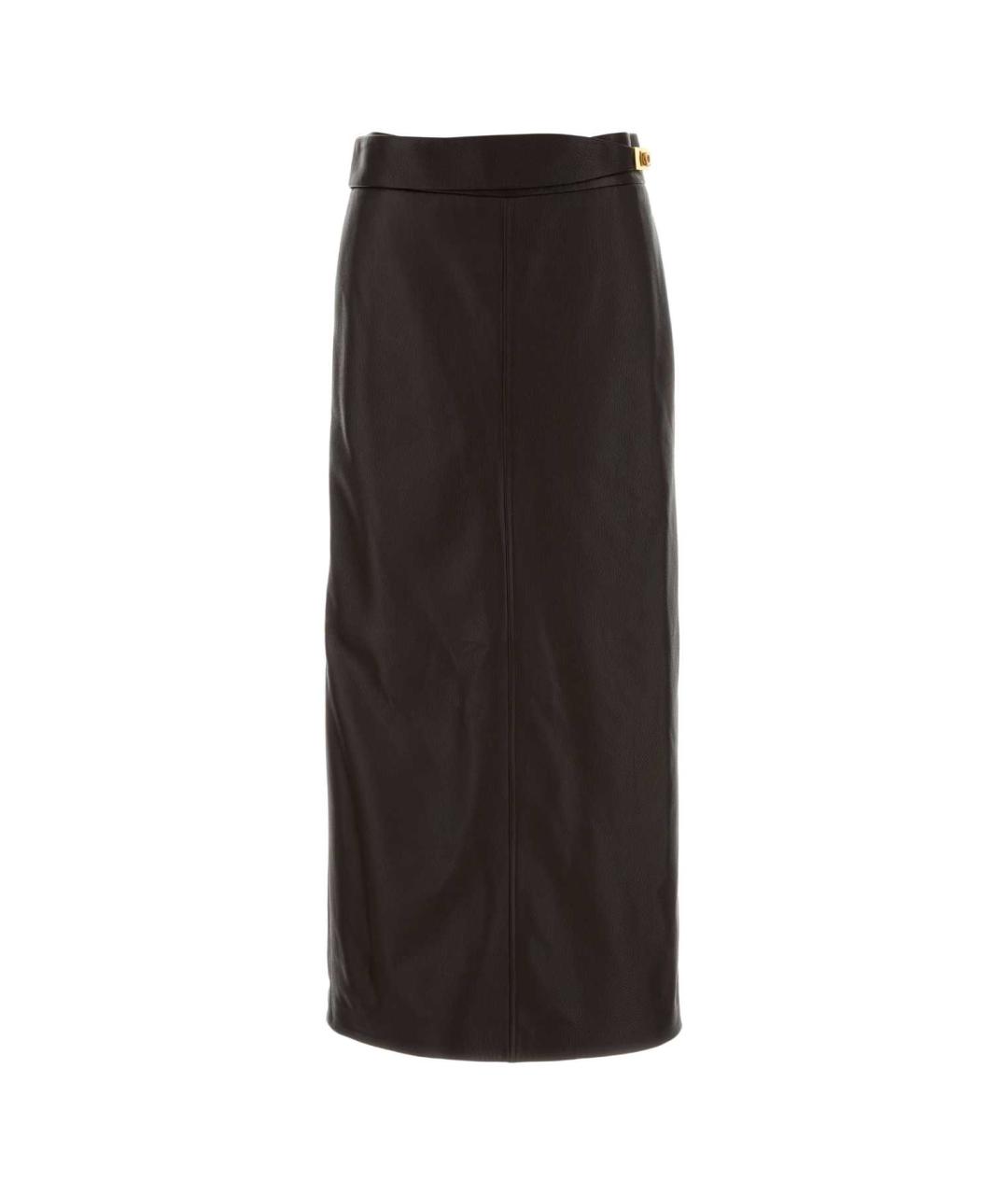 FERRAGAMO Коричневая кожаная юбка миди, фото 1