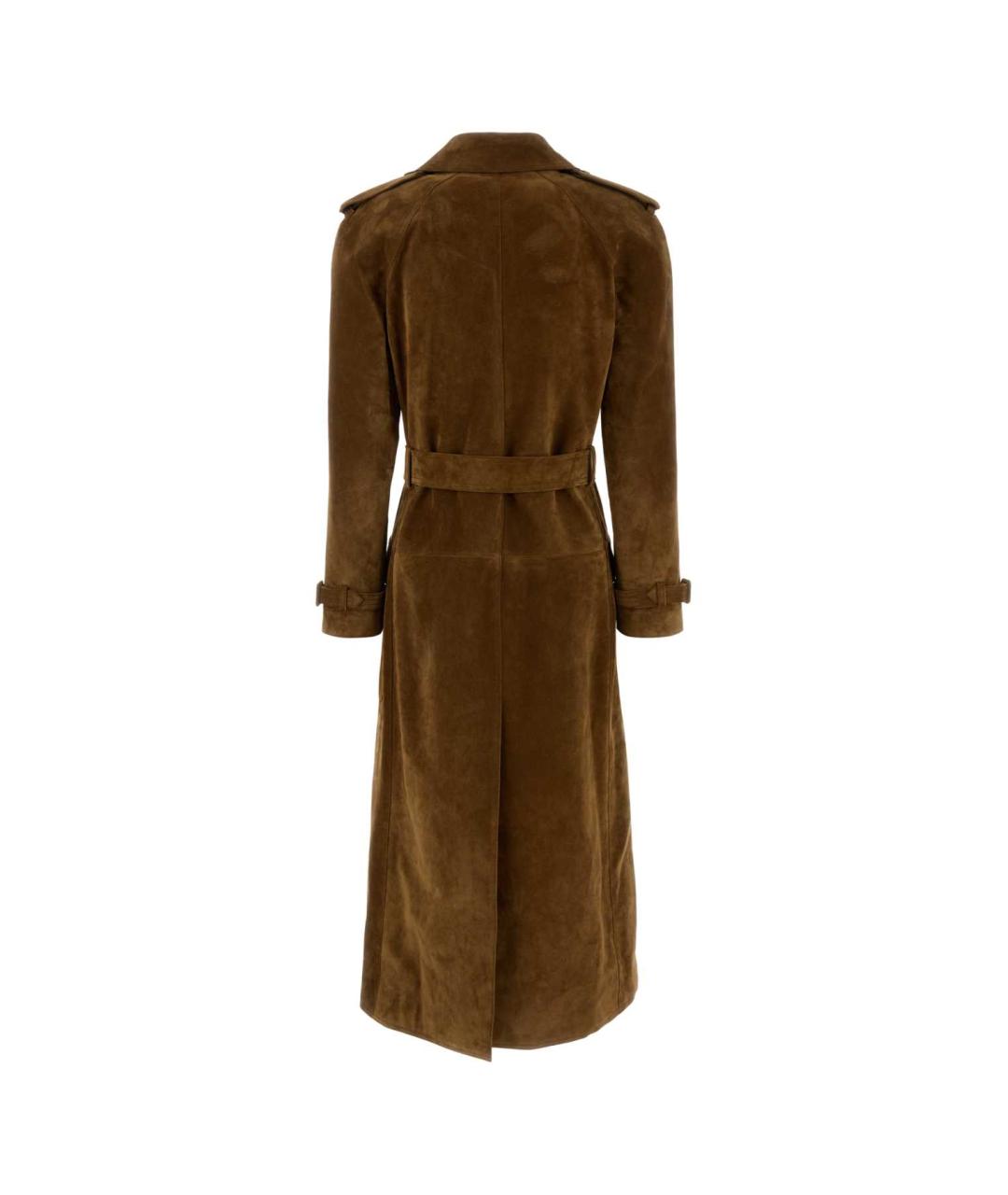 SAINT LAURENT Коричневый замшевый тренч/плащ, фото 2