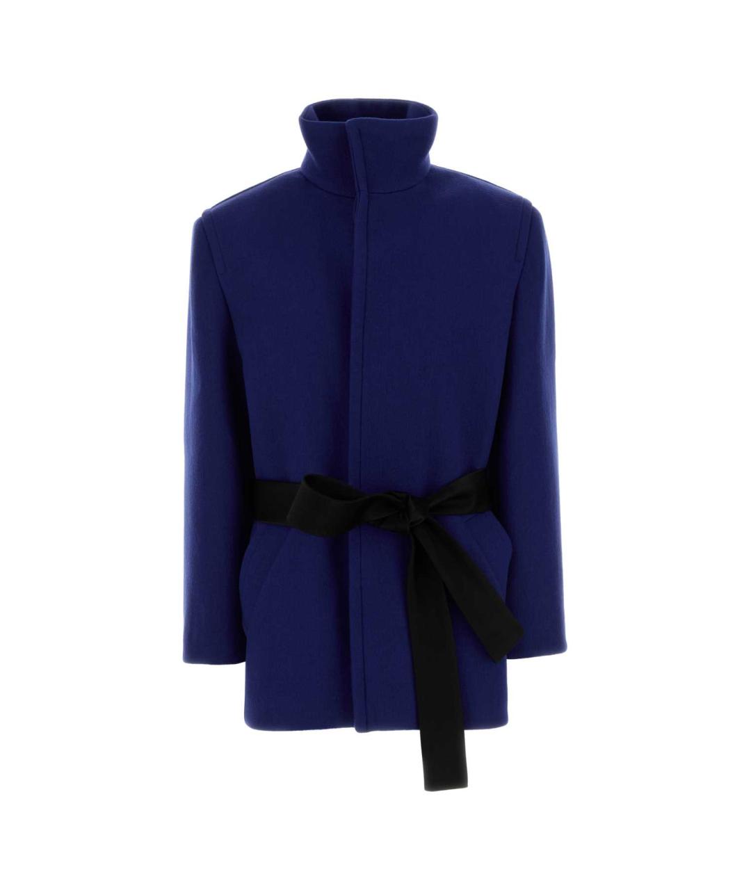 SAINT LAURENT Синее шерстяное пальто, фото 1