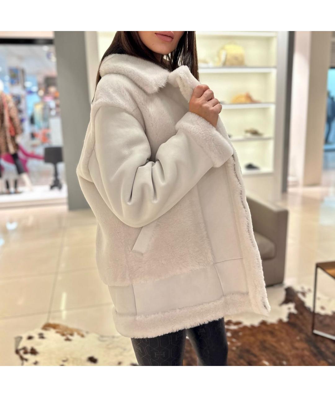 BLANCHA Белая меховая дубленка, фото 8