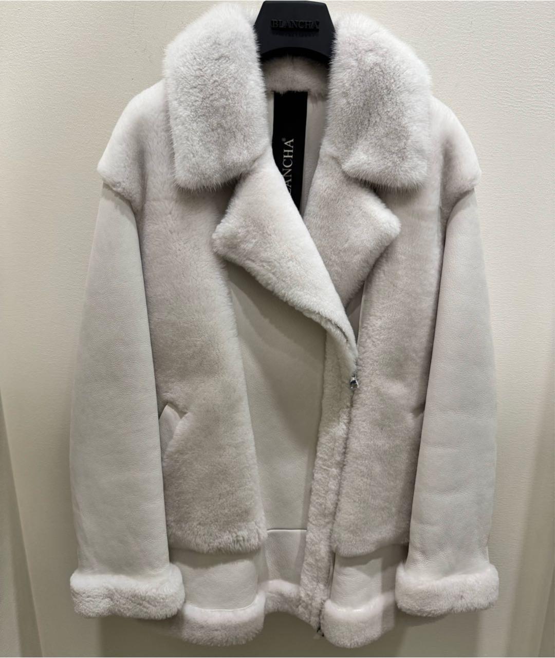 BLANCHA Белая меховая дубленка, фото 9