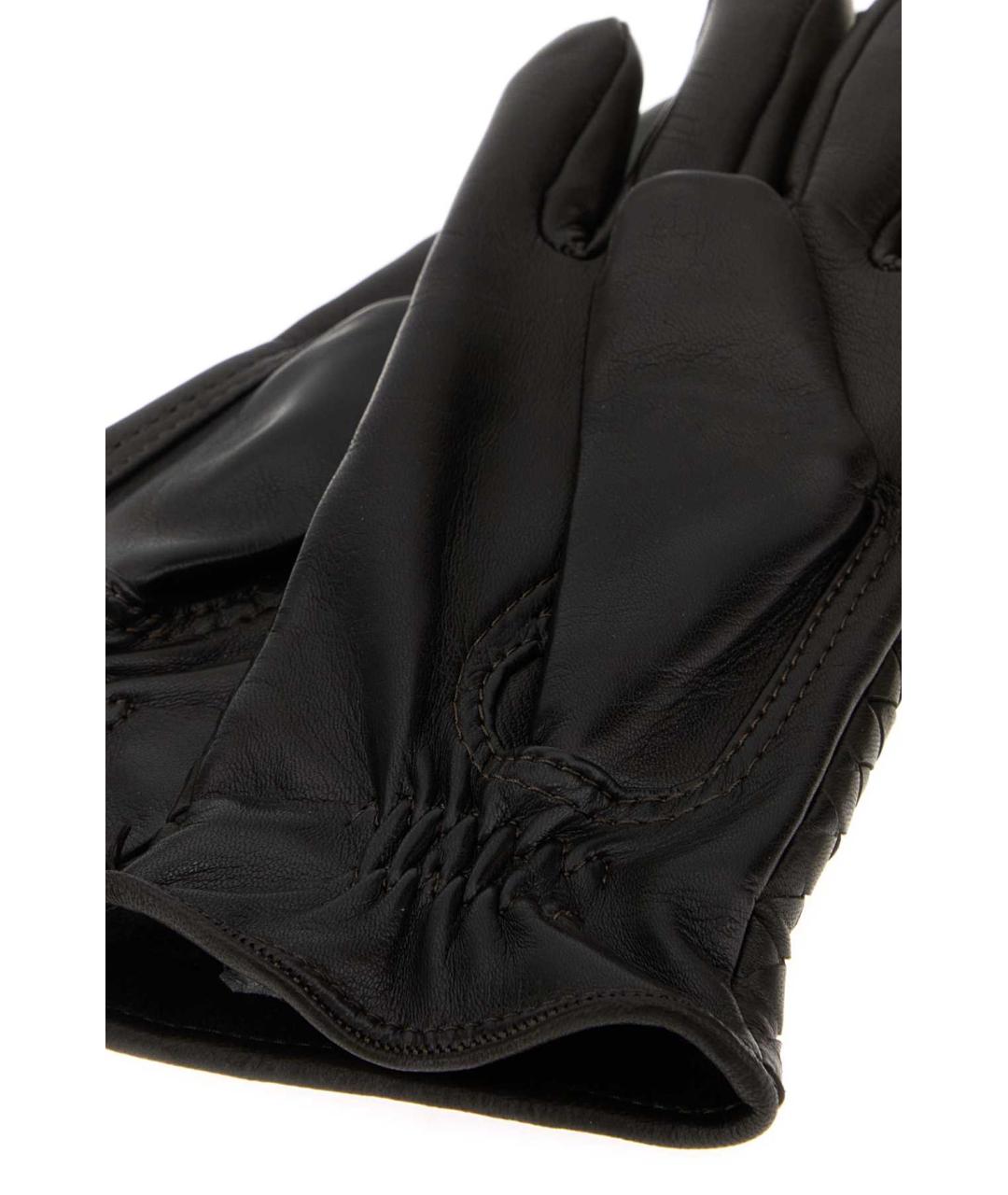 BOTTEGA VENETA Коричневые кожаные перчатки, фото 2