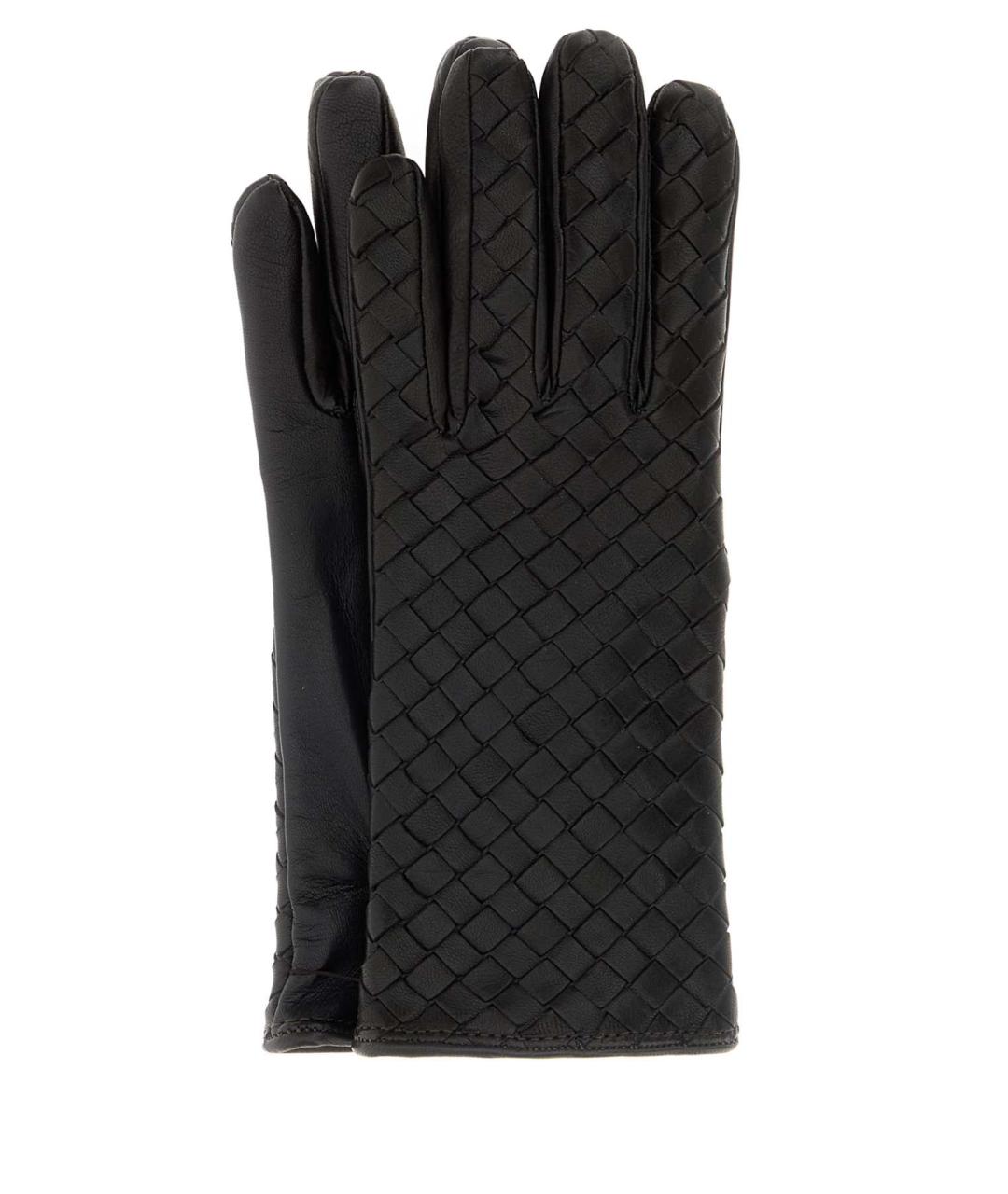 BOTTEGA VENETA Коричневые кожаные перчатки, фото 1