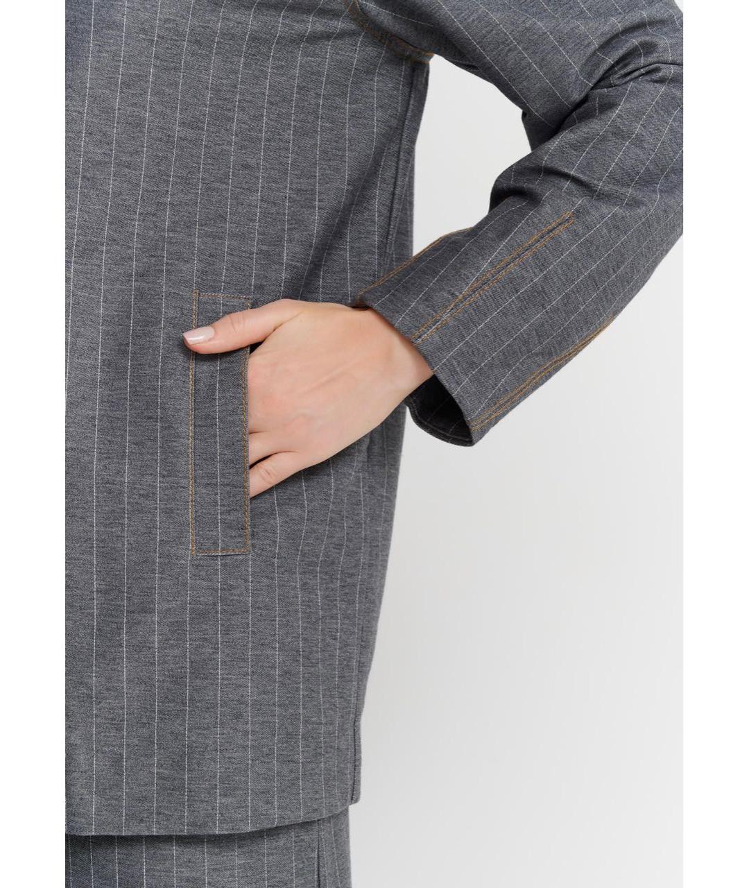 MAX MARA Серый хлопко-эластановый костюм с брюками, фото 6