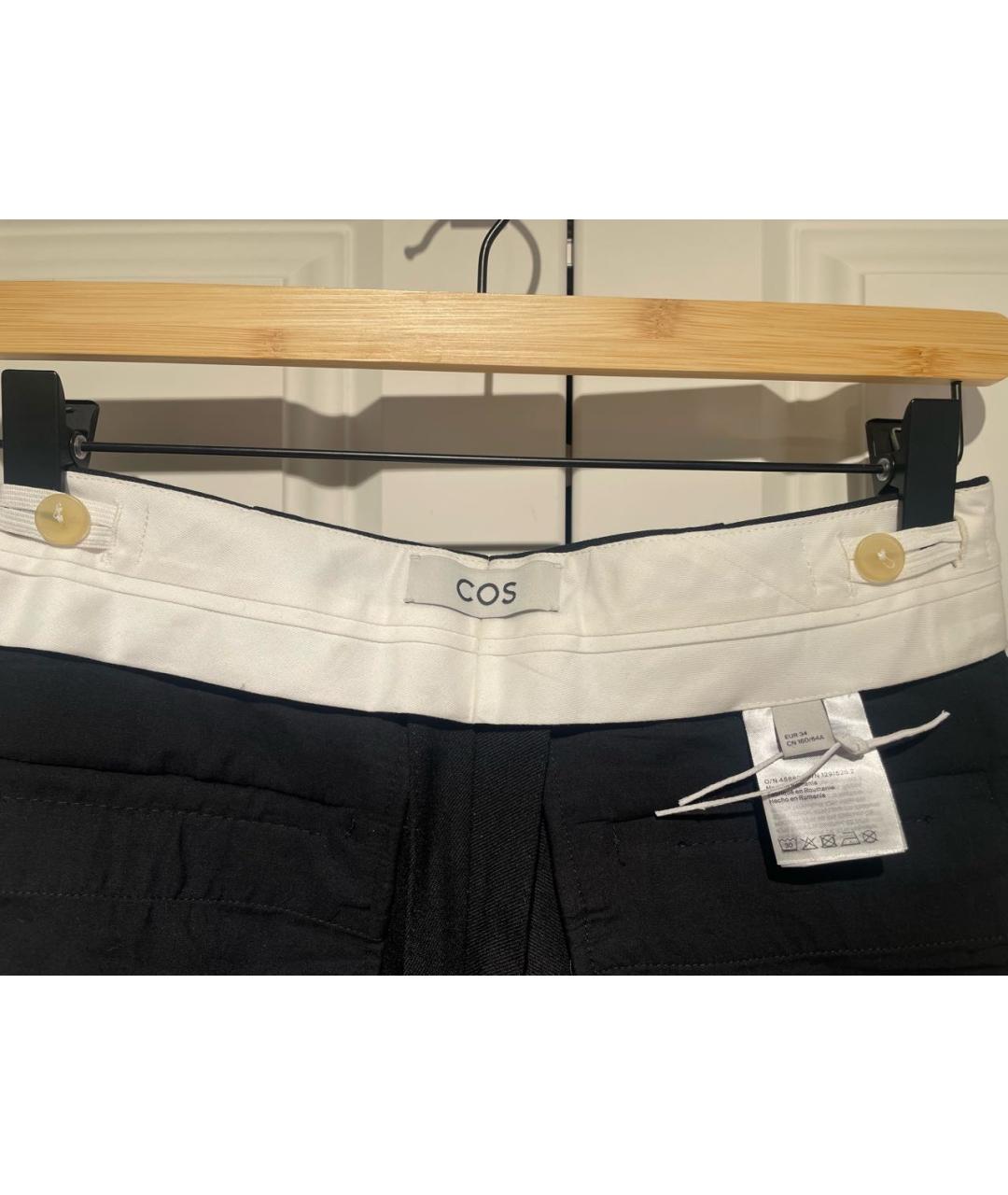 COS Черные шерстяные прямые брюки, фото 3