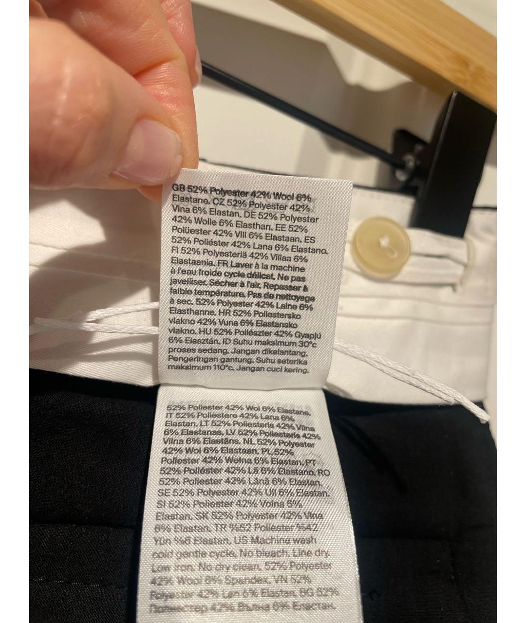 COS Черные шерстяные прямые брюки, фото 8