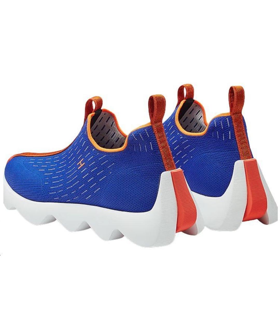 HERMES Синие текстильные низкие кроссовки / кеды, фото 2