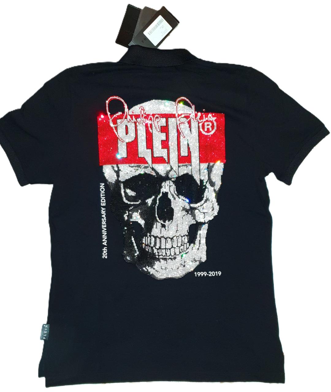 PHILIPP PLEIN Черное хлопковое поло с коротким рукавом, фото 4