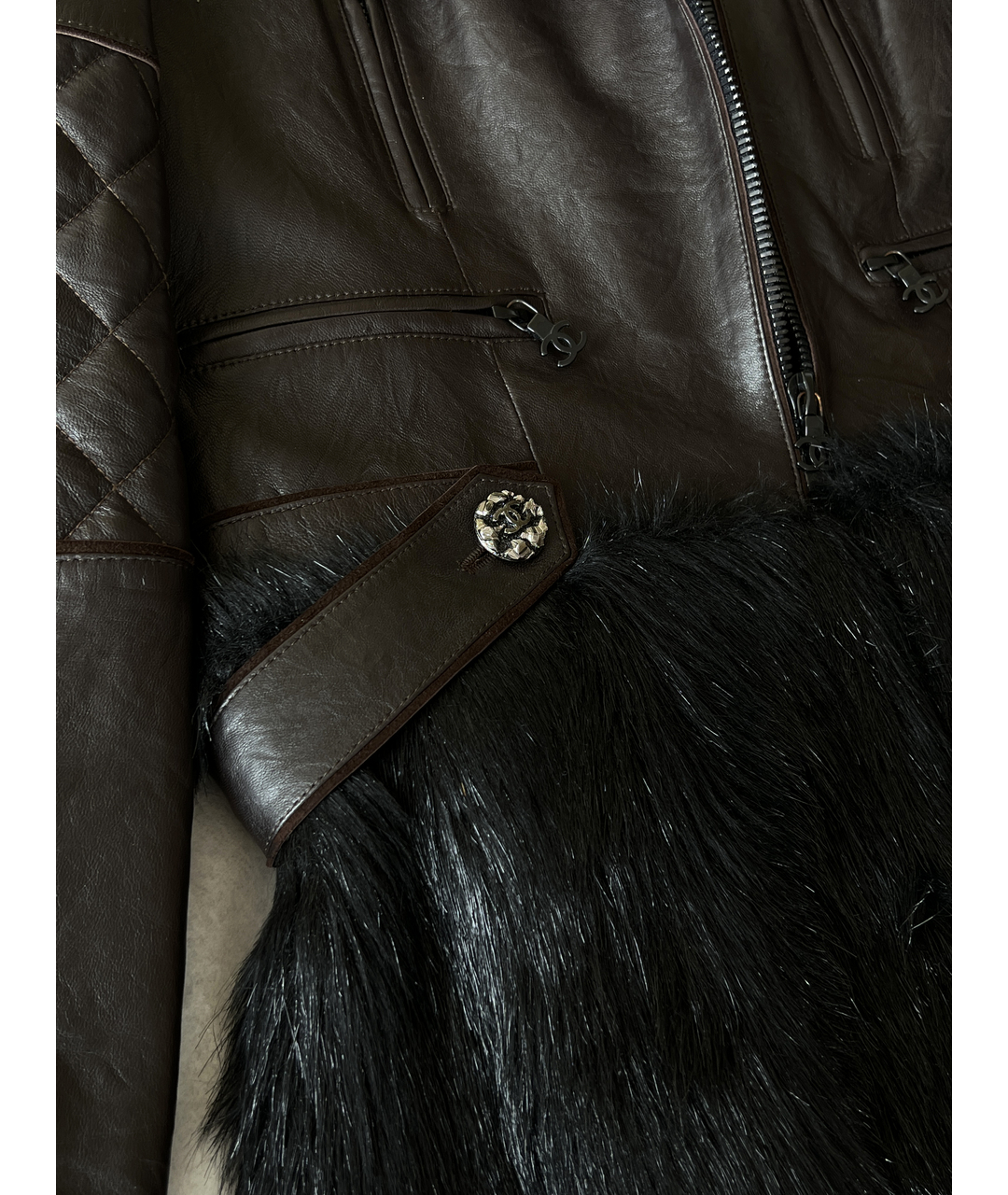 CHANEL PRE-OWNED Мульти кожаная куртка, фото 8