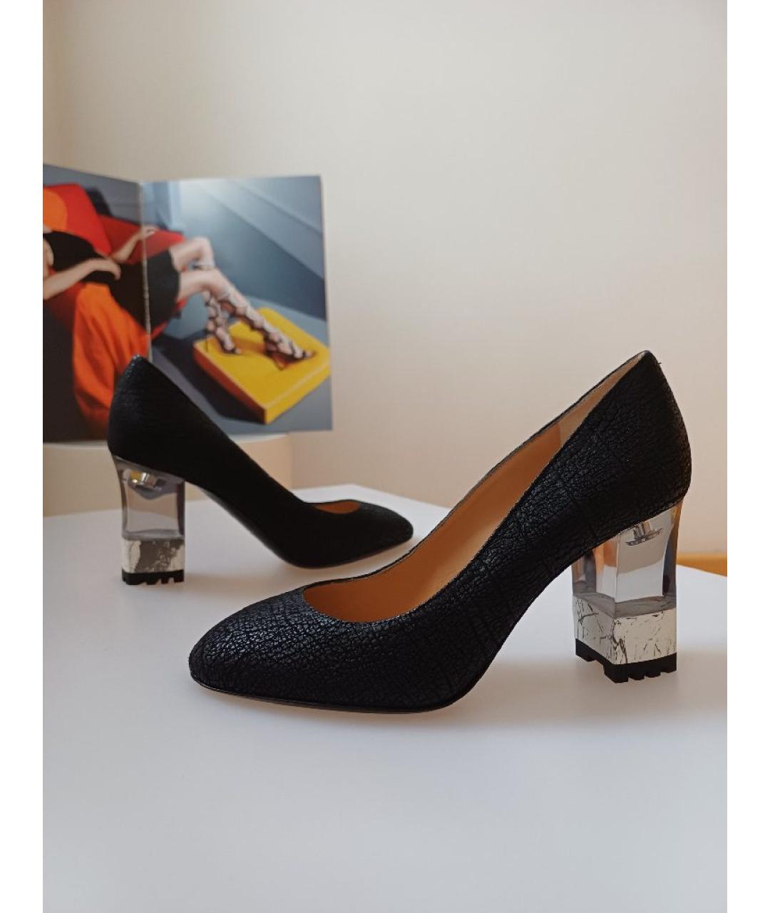 POLLINI Черные кожаные туфли, фото 4