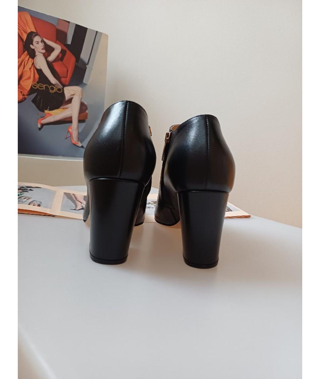 SERGIO ROSSI Черные кожаные ботильоны, фото 6