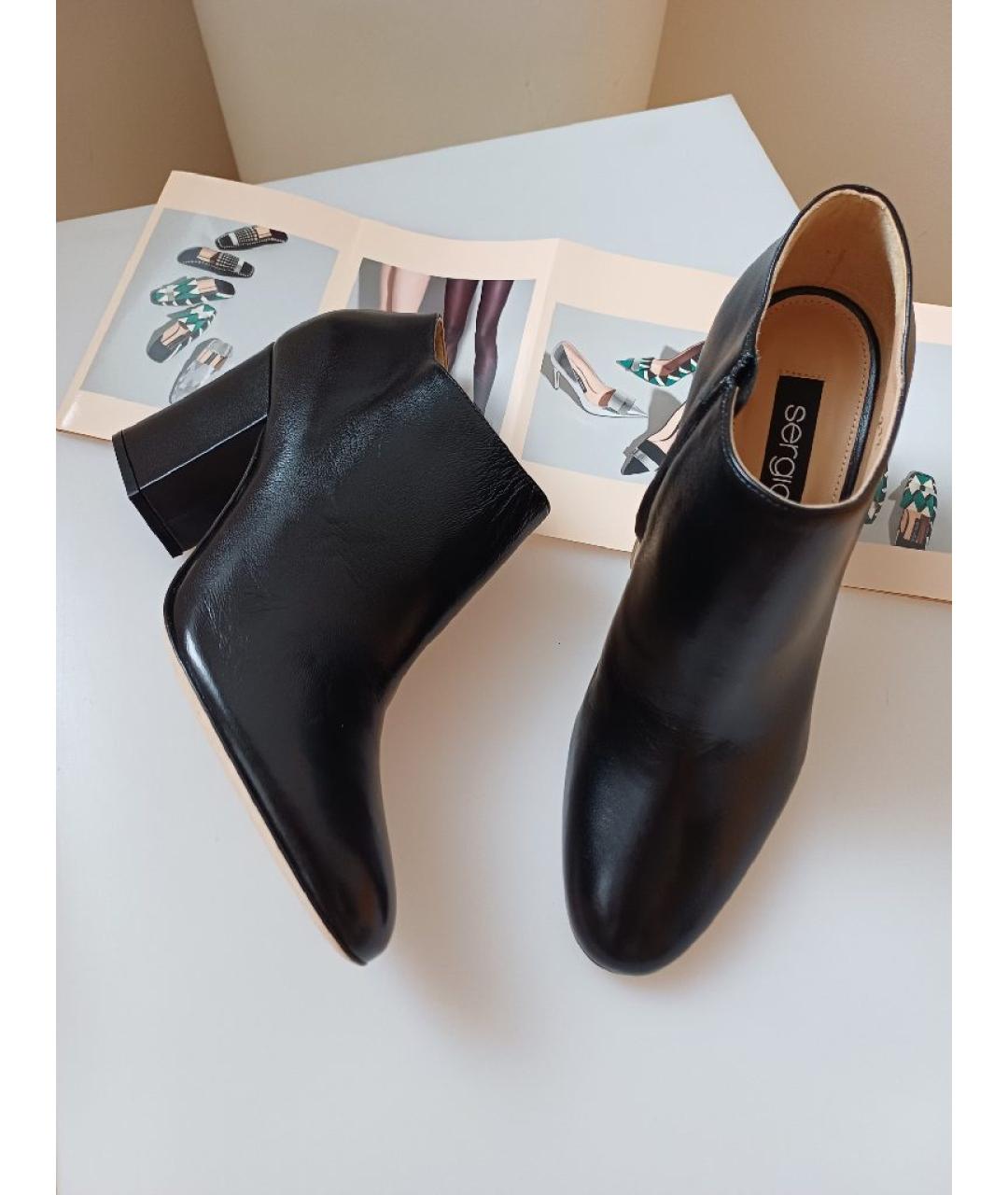 SERGIO ROSSI Черные кожаные ботильоны, фото 4