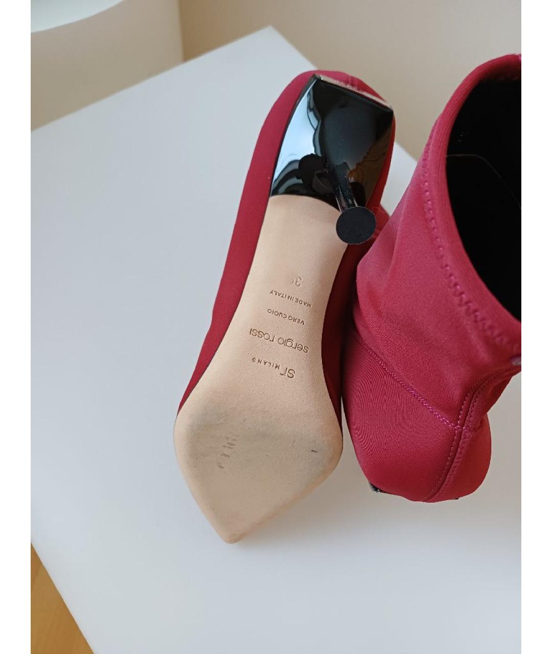 SERGIO ROSSI Красные текстильные ботильоны, фото 7