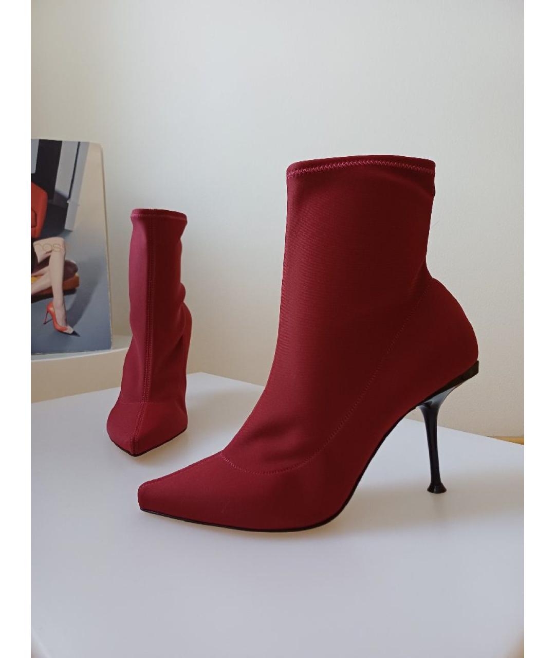 SERGIO ROSSI Красные текстильные ботильоны, фото 2