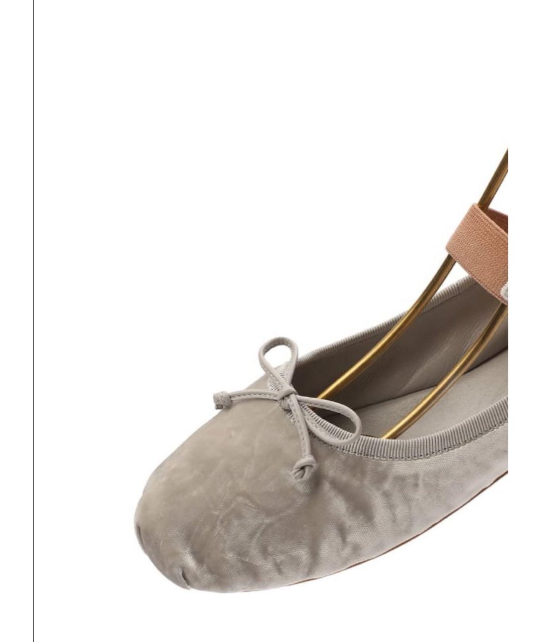 MIU MIU Серые текстильные балетки, фото 5