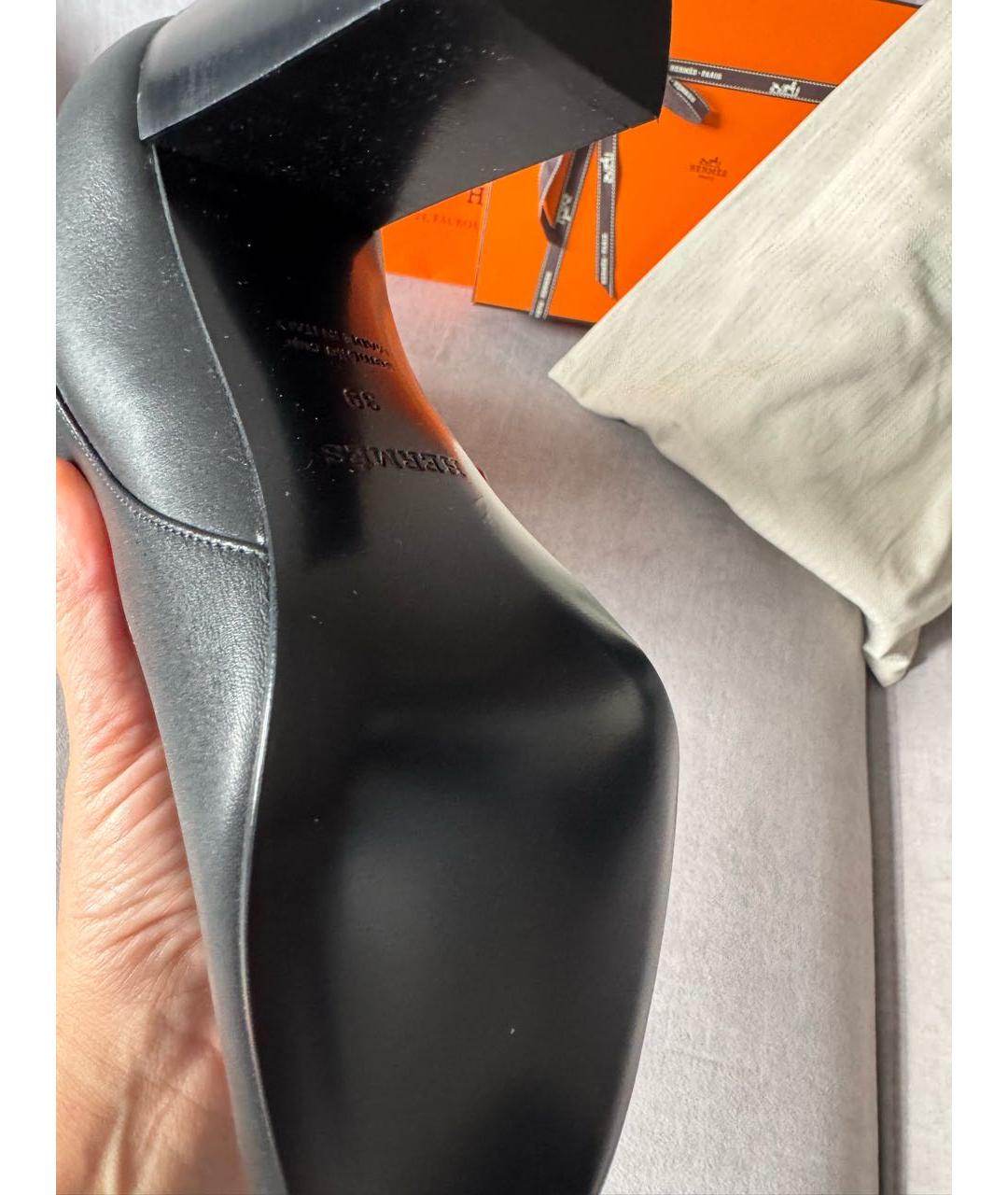 HERMES Черные кожаные сапоги, фото 5