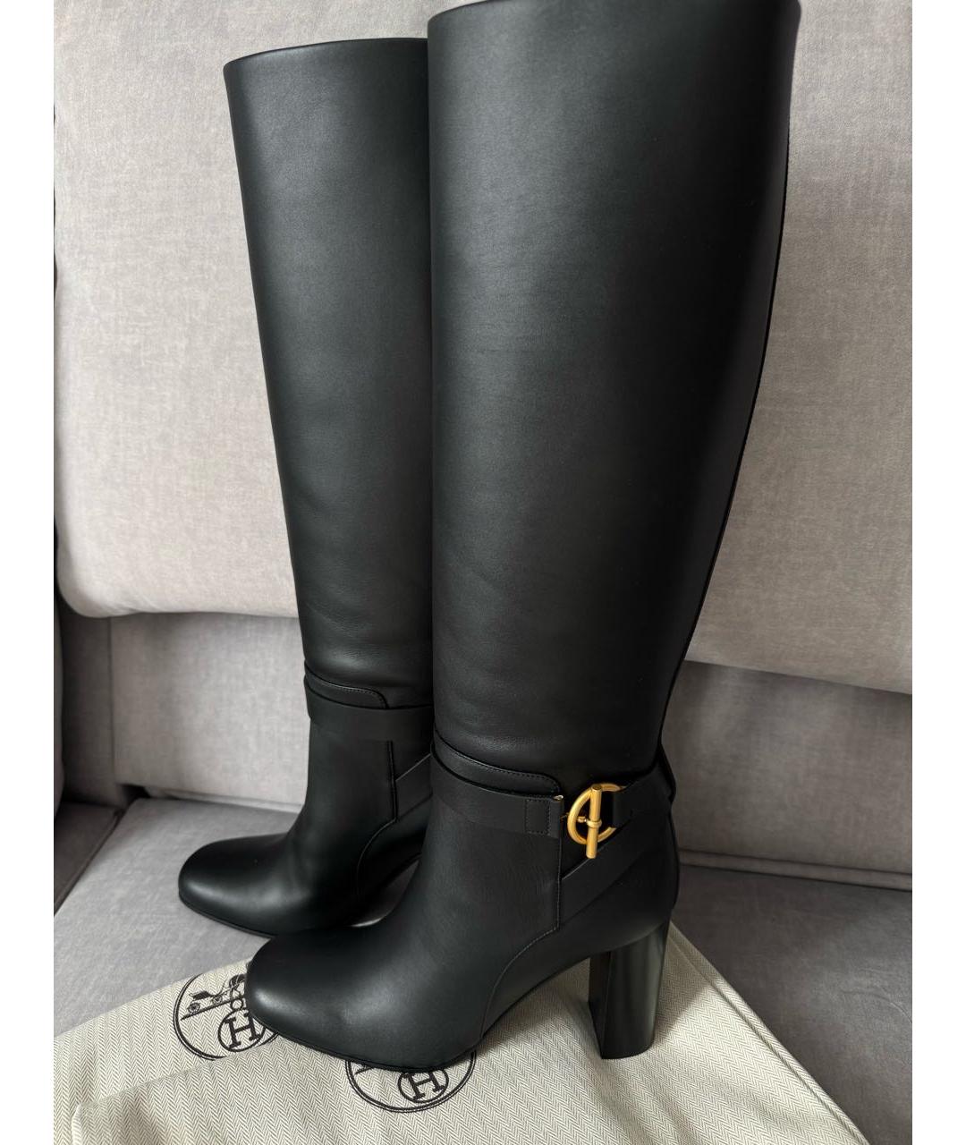 HERMES Черные кожаные сапоги, фото 2