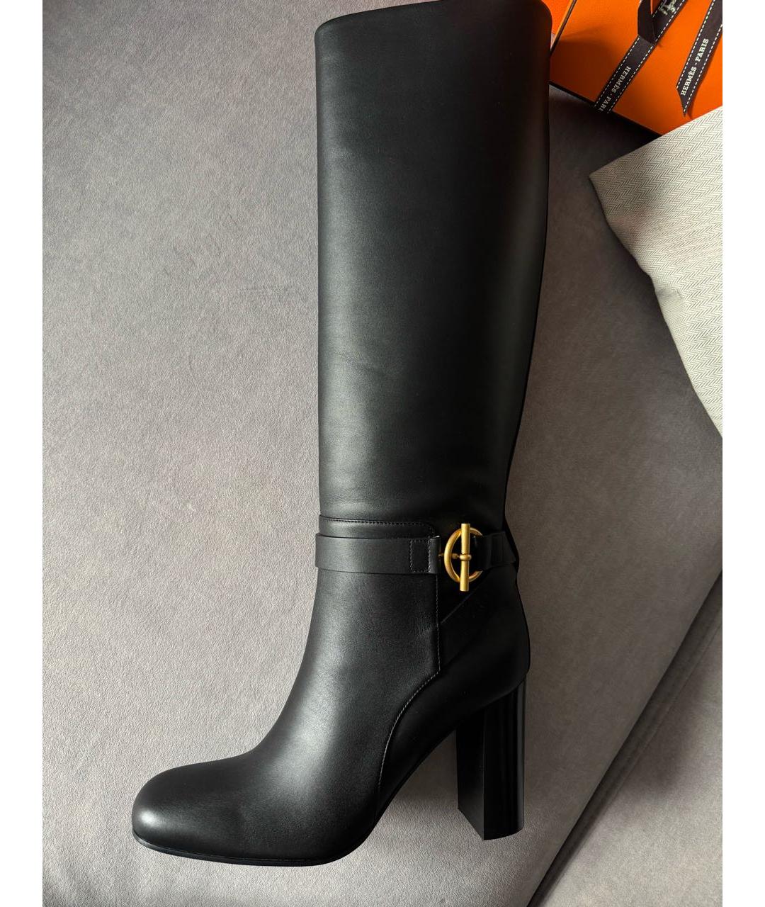 HERMES Черные кожаные сапоги, фото 8