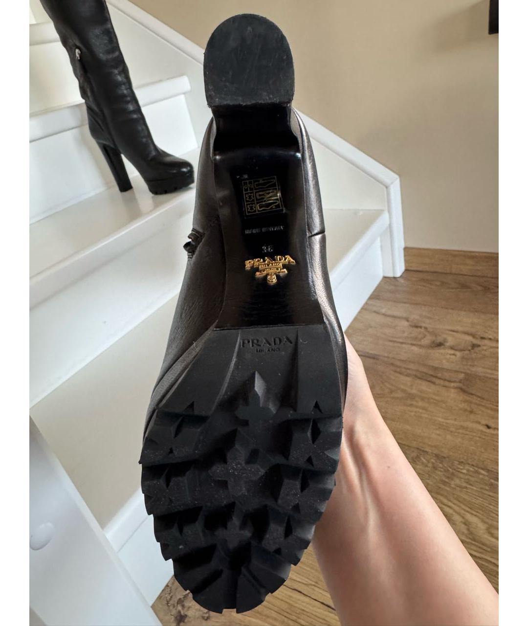 PRADA Черные кожаные сапоги, фото 6