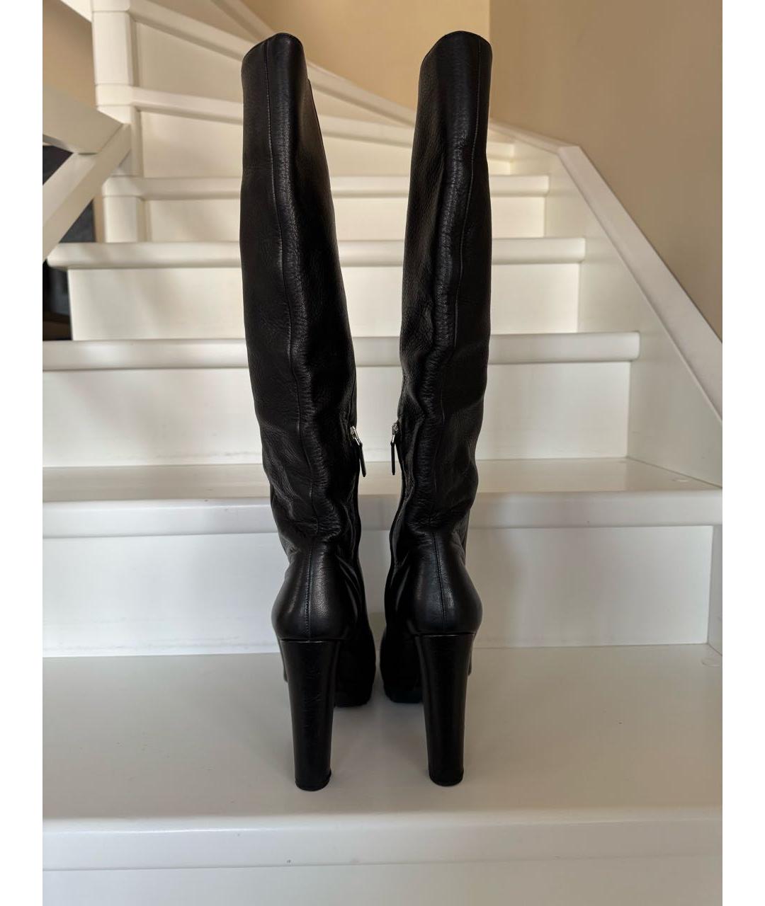 PRADA Черные кожаные сапоги, фото 4