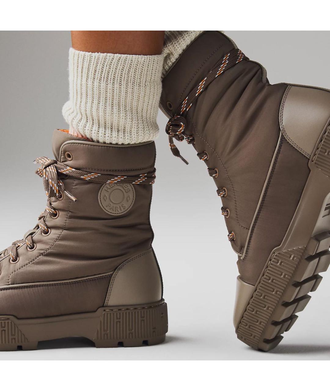 HERMES Коричневые текстильные ботинки, фото 2