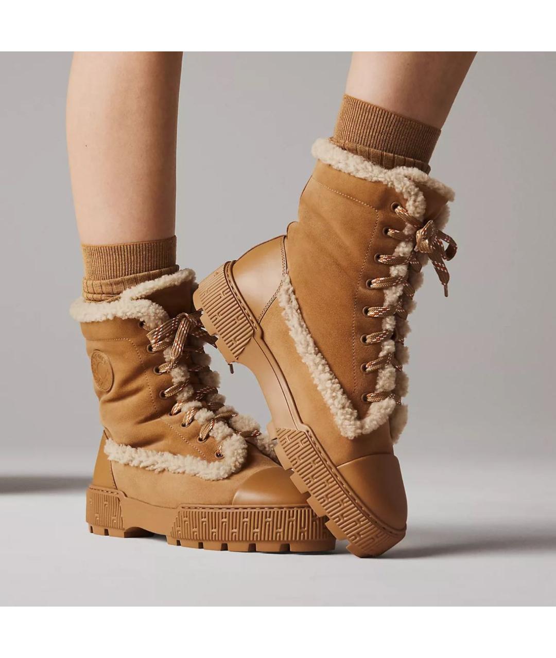 HERMES Бежевые текстильные ботинки, фото 2