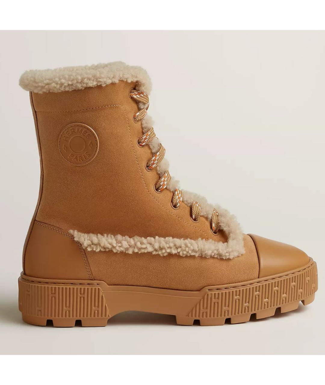 HERMES Бежевые текстильные ботинки, фото 4