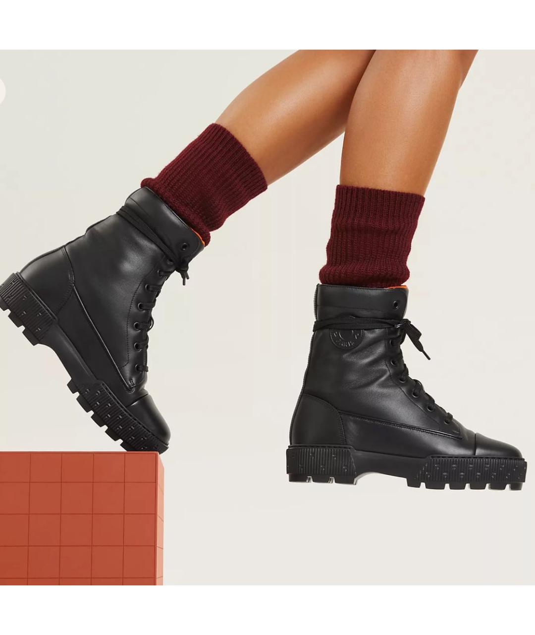 HERMES Черные кожаные ботинки, фото 3