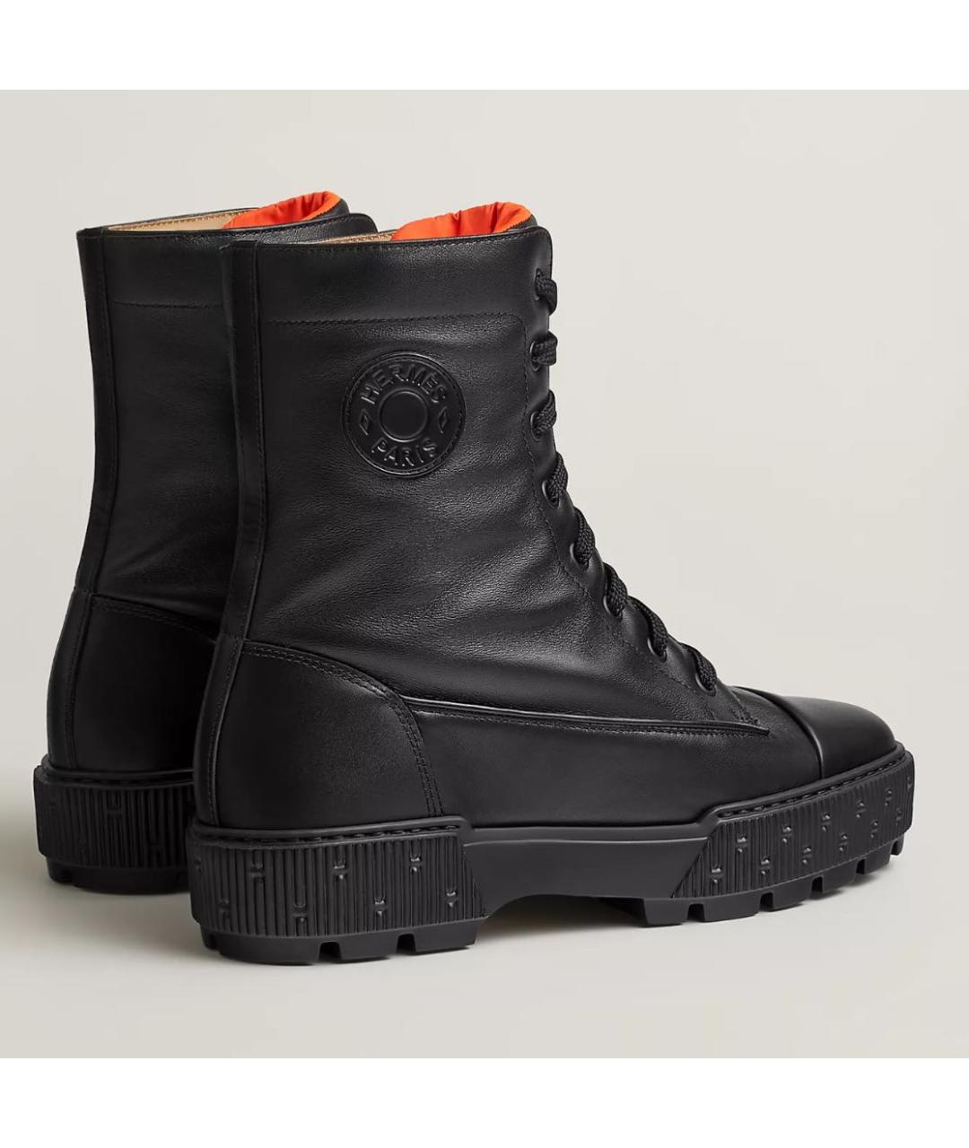HERMES Черные кожаные ботинки, фото 4