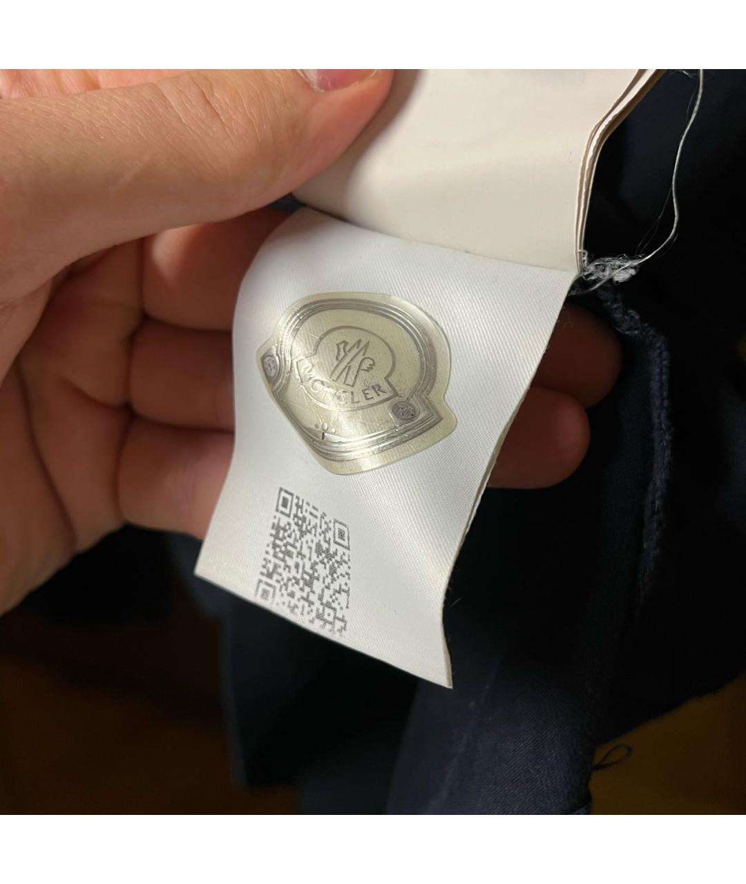 MONCLER Темно-синяя хлопковая футболка, фото 6