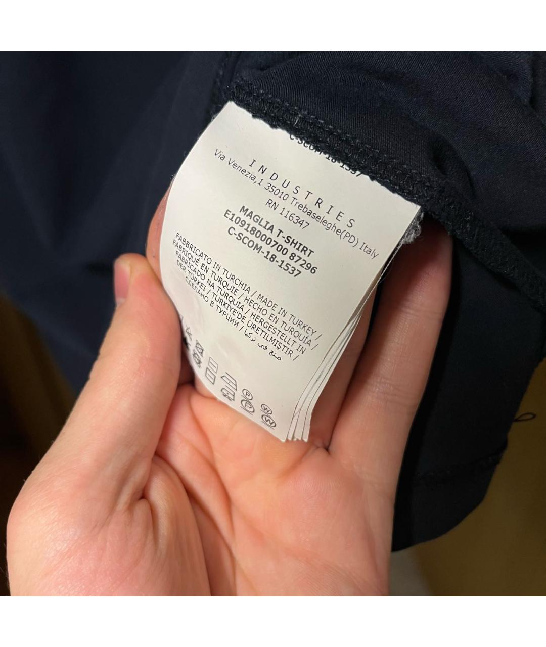 MONCLER Темно-синяя хлопковая футболка, фото 5