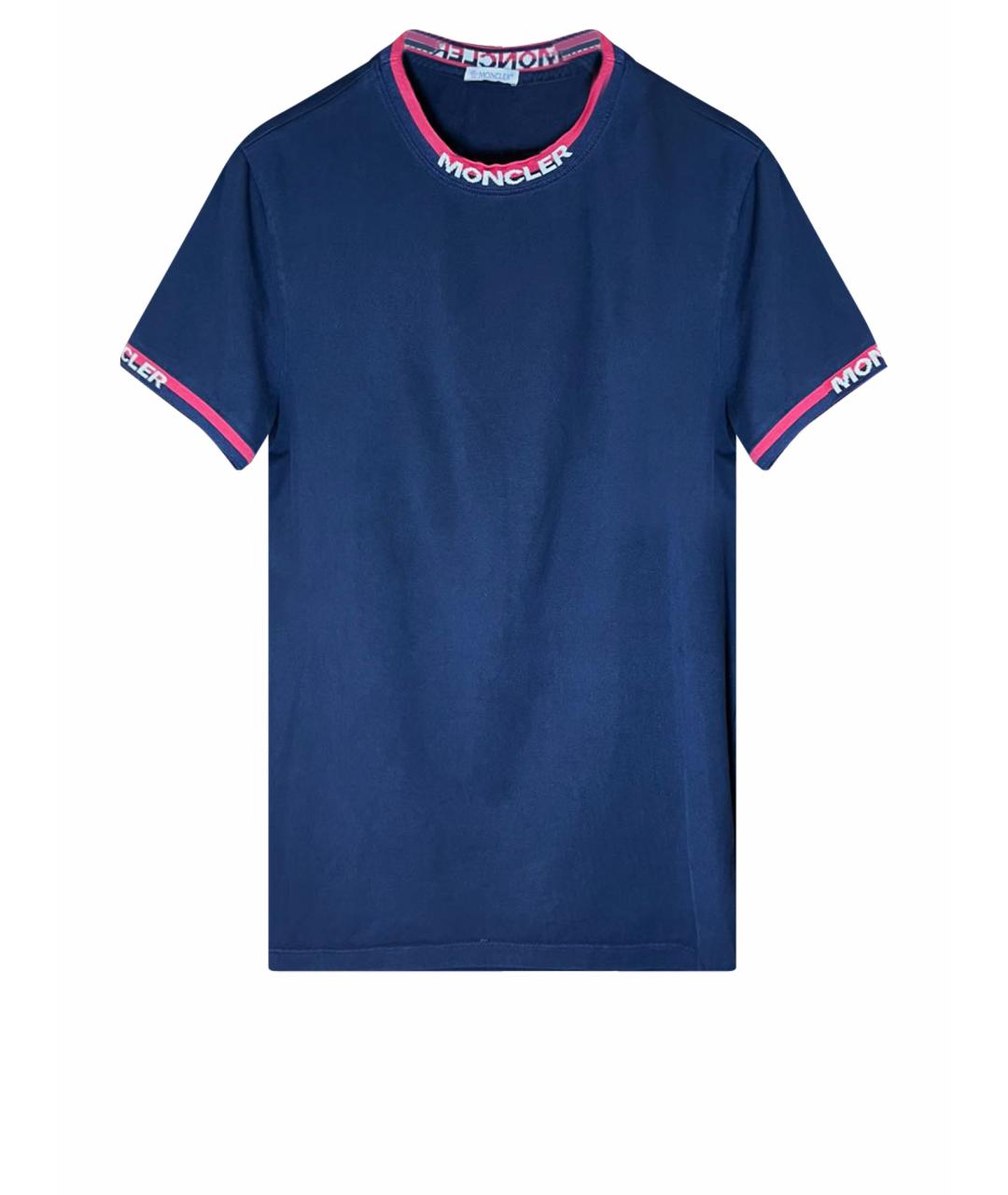 MONCLER Темно-синяя хлопковая футболка, фото 1