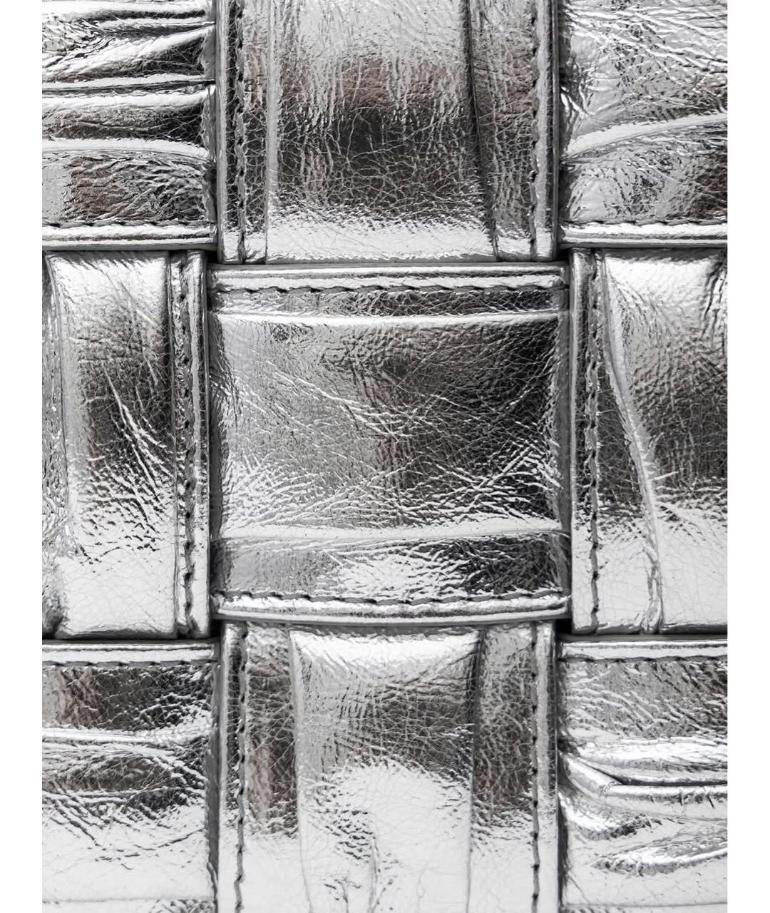 BOTTEGA VENETA Серебряная кожаная сумка через плечо, фото 5