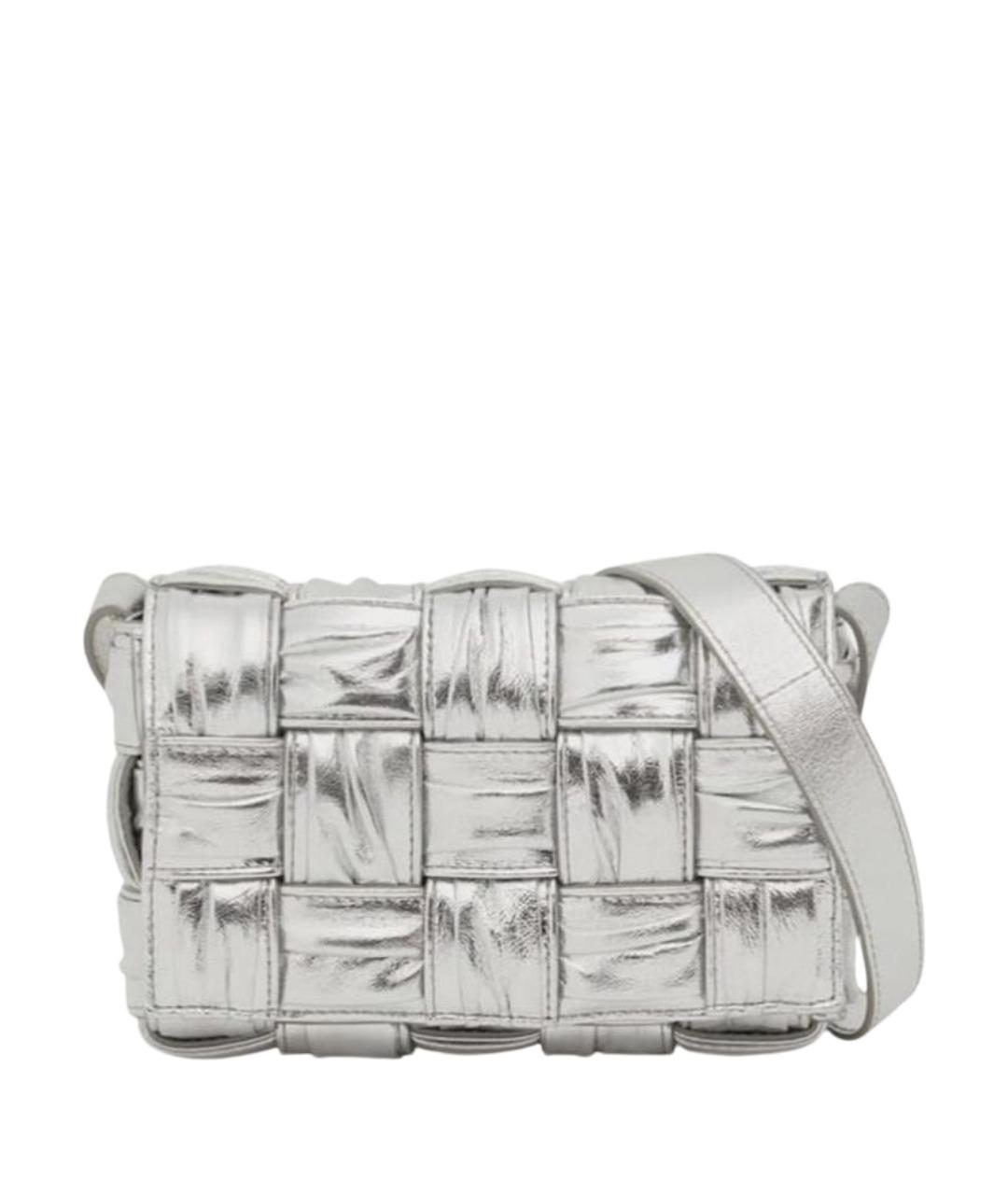 BOTTEGA VENETA Серебряная кожаная сумка через плечо, фото 1