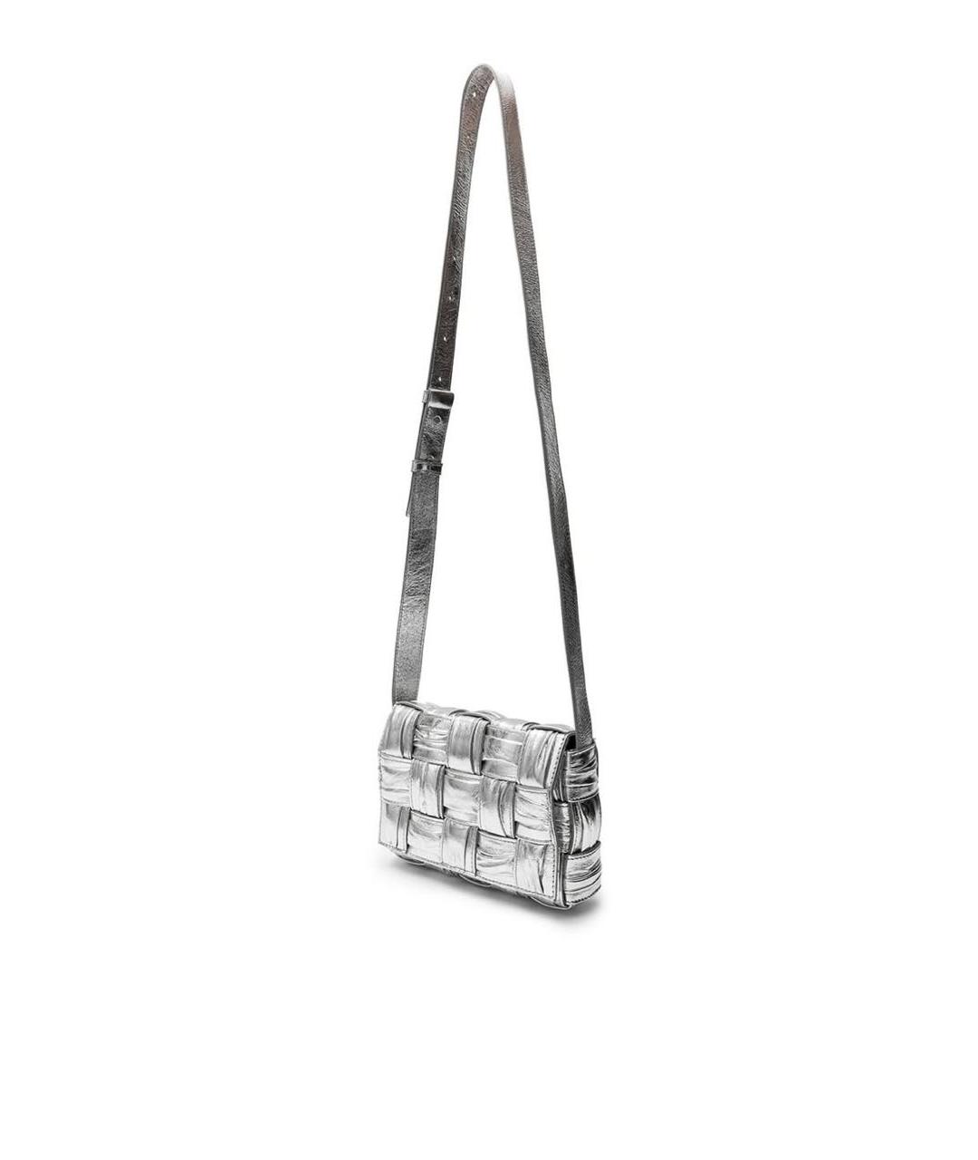 BOTTEGA VENETA Серебряная кожаная сумка через плечо, фото 3