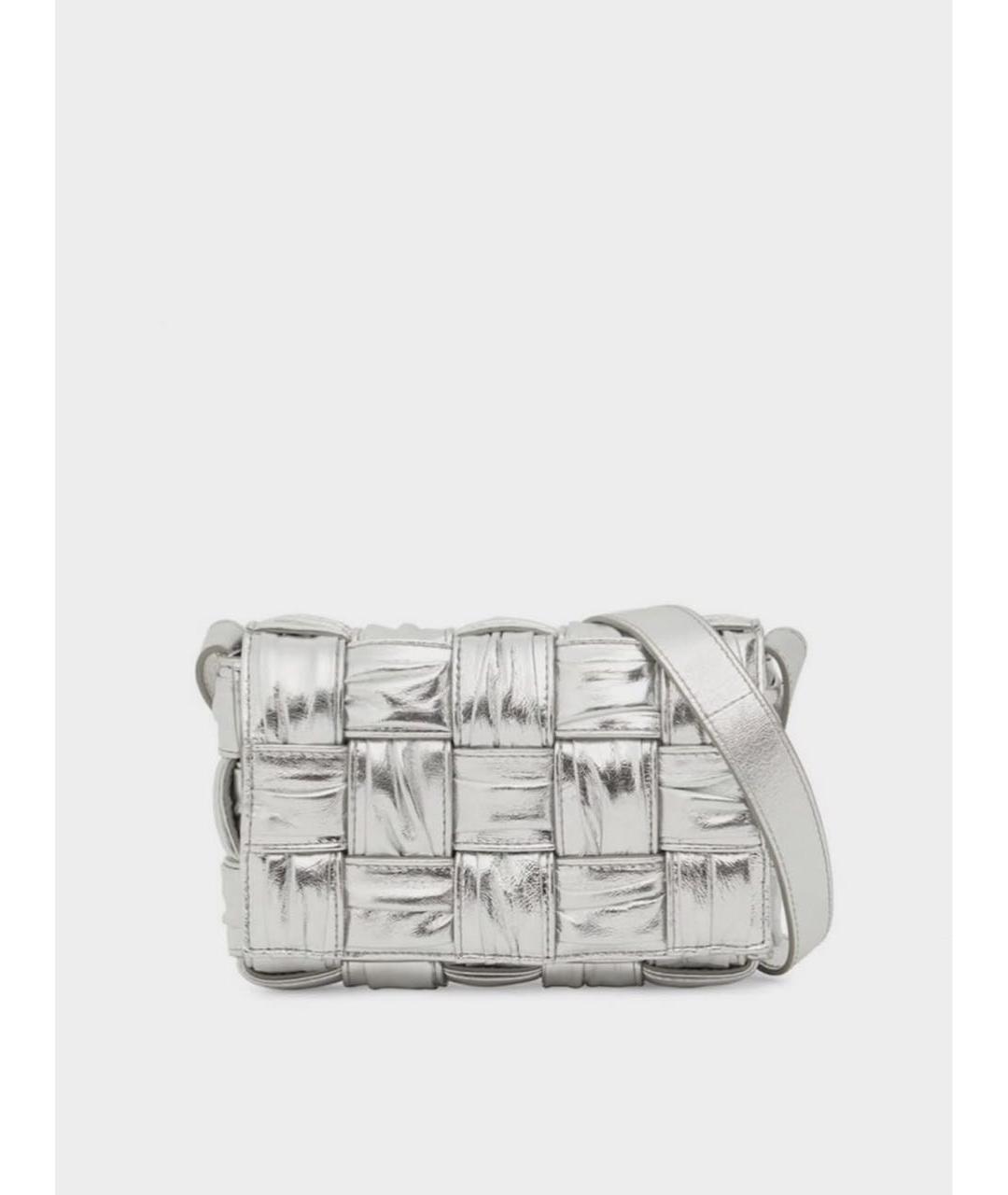 BOTTEGA VENETA Серебряная кожаная сумка через плечо, фото 6